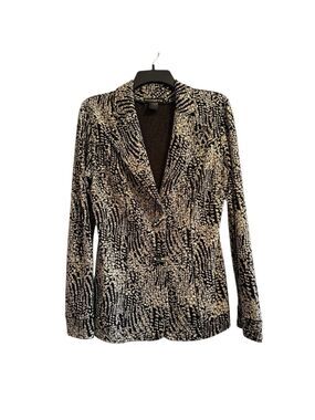 Evovorro Chic Business Blazer Jacket Womens Large Black & Gold Made in USA